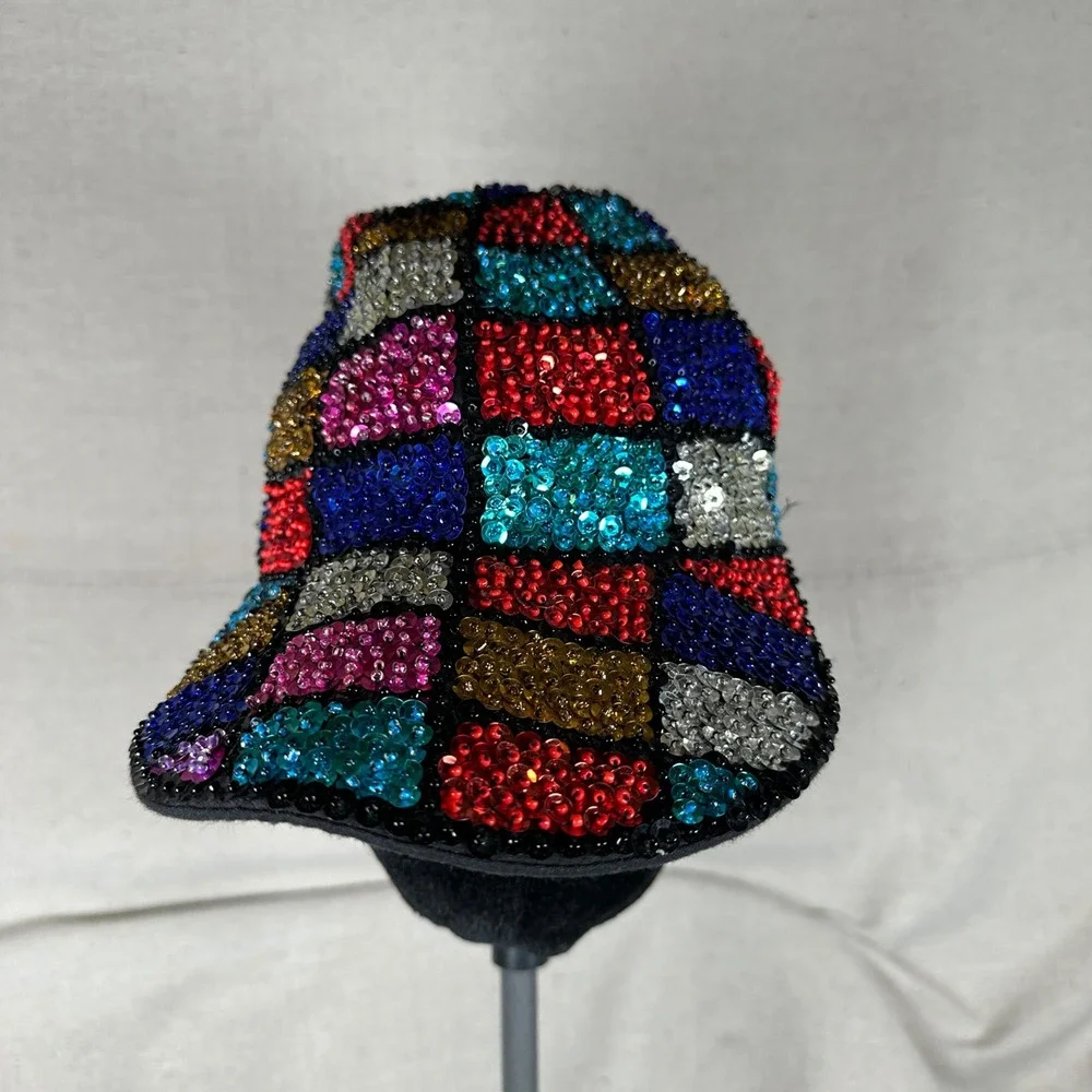 Multicolor Sequin Patchwork Baseball Cap Festival Rave Party‎ Hat Sparkly